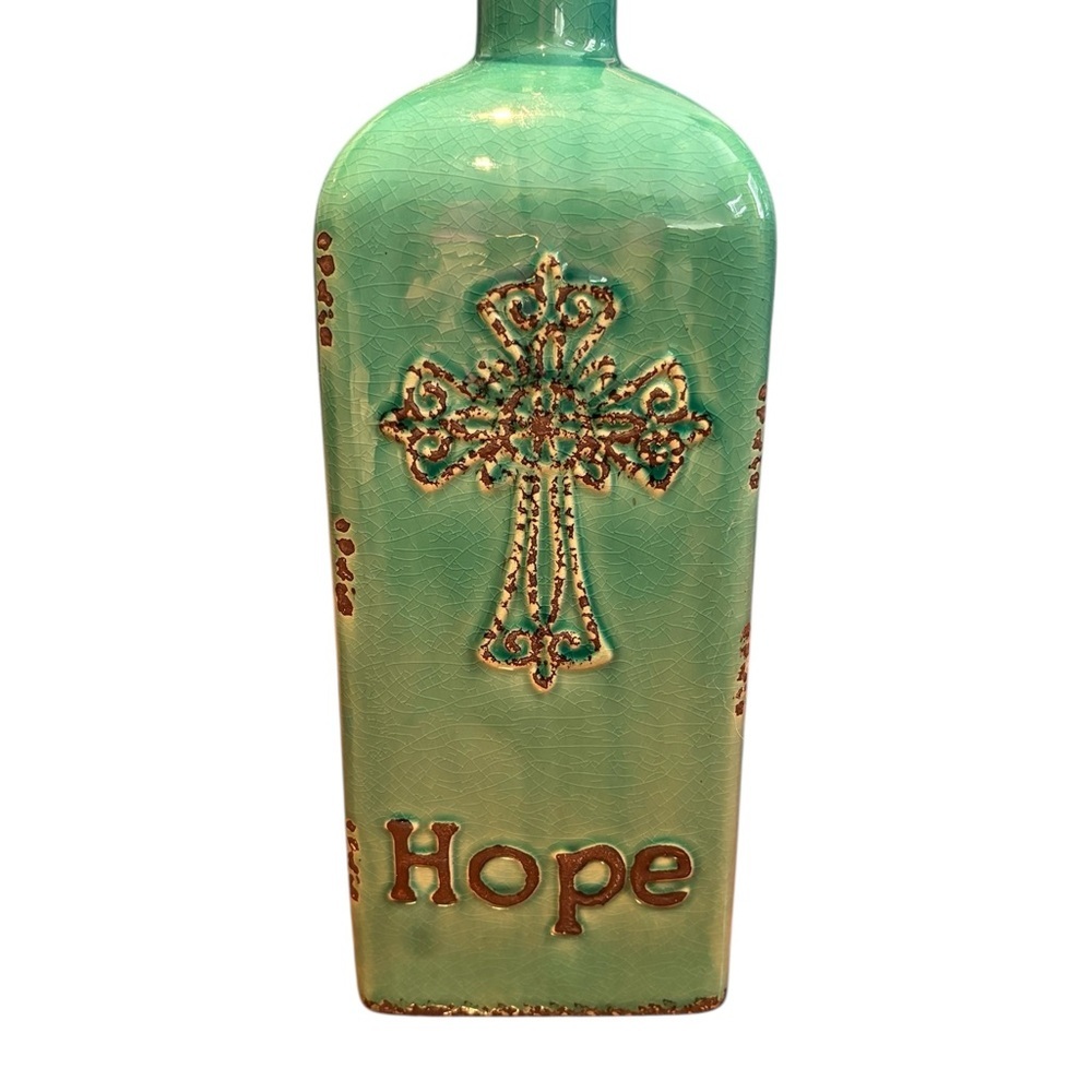 Green /blue Decorative Bottle with Cross Design